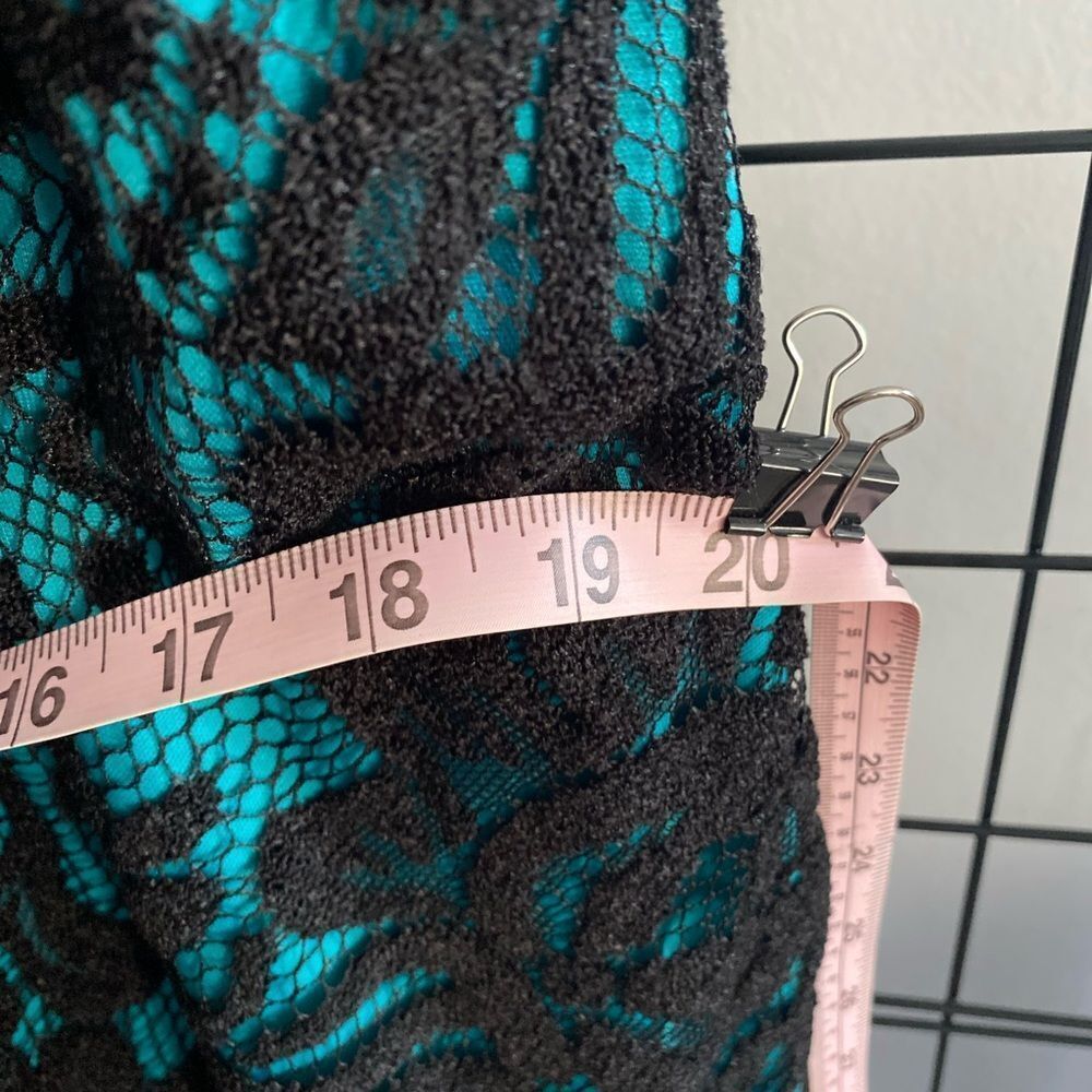 Sally USA plus size teal dress with black lace overlay EUC - Picture 7 of 10